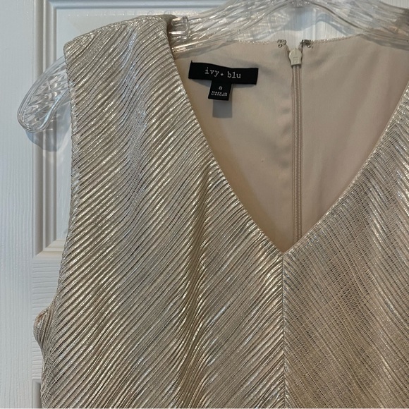 Stunning Anthropologie Ivy + Blue Metallic Shimmer Party Dress - Picture 5 of 5